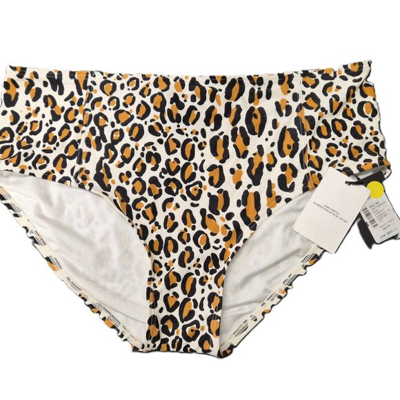 DKNY High Waisted Leopard Print Bikini Bottom XXL Y2K Resort - Picture 1 of 6